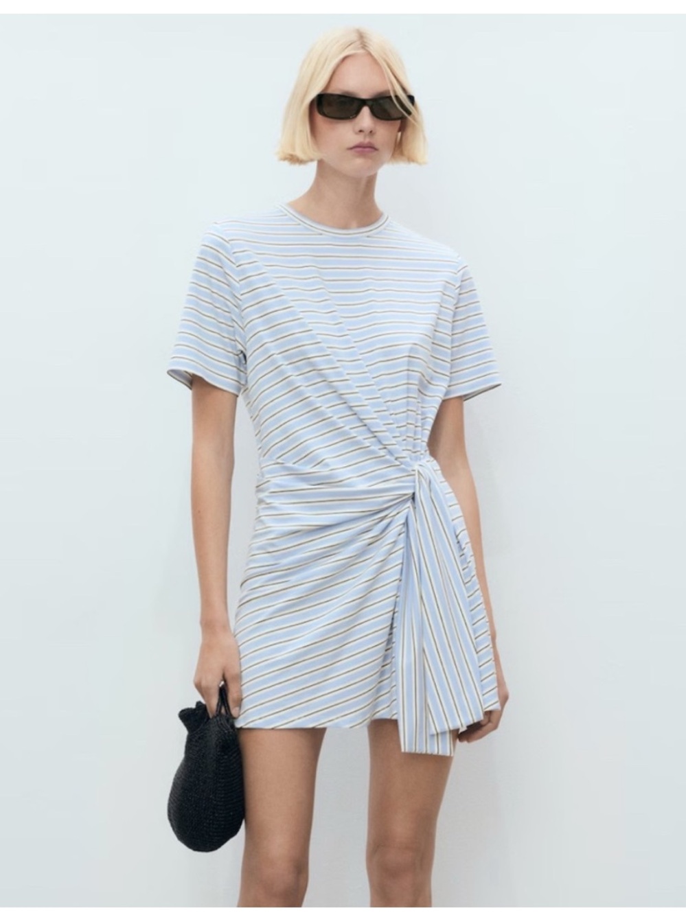 Mango Striped Knot Front Dress